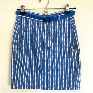 Vintage Esprit Blue & White Striped Miniskirt w/Original Belt